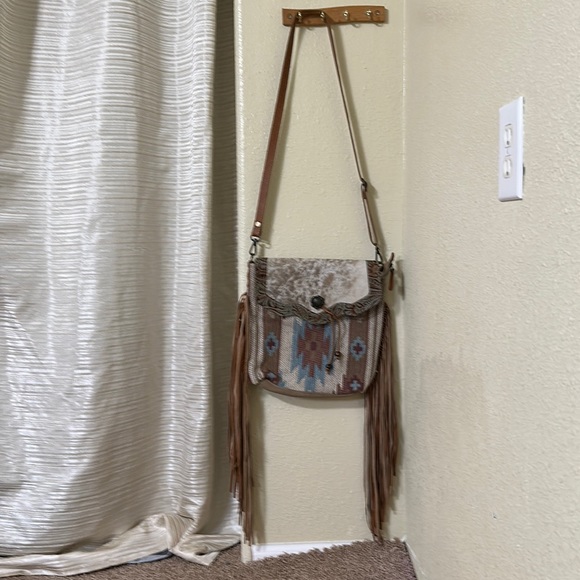 Myra Bag Handbags - EUC Myra Crossbody Bag Canvas Leather Haircalf